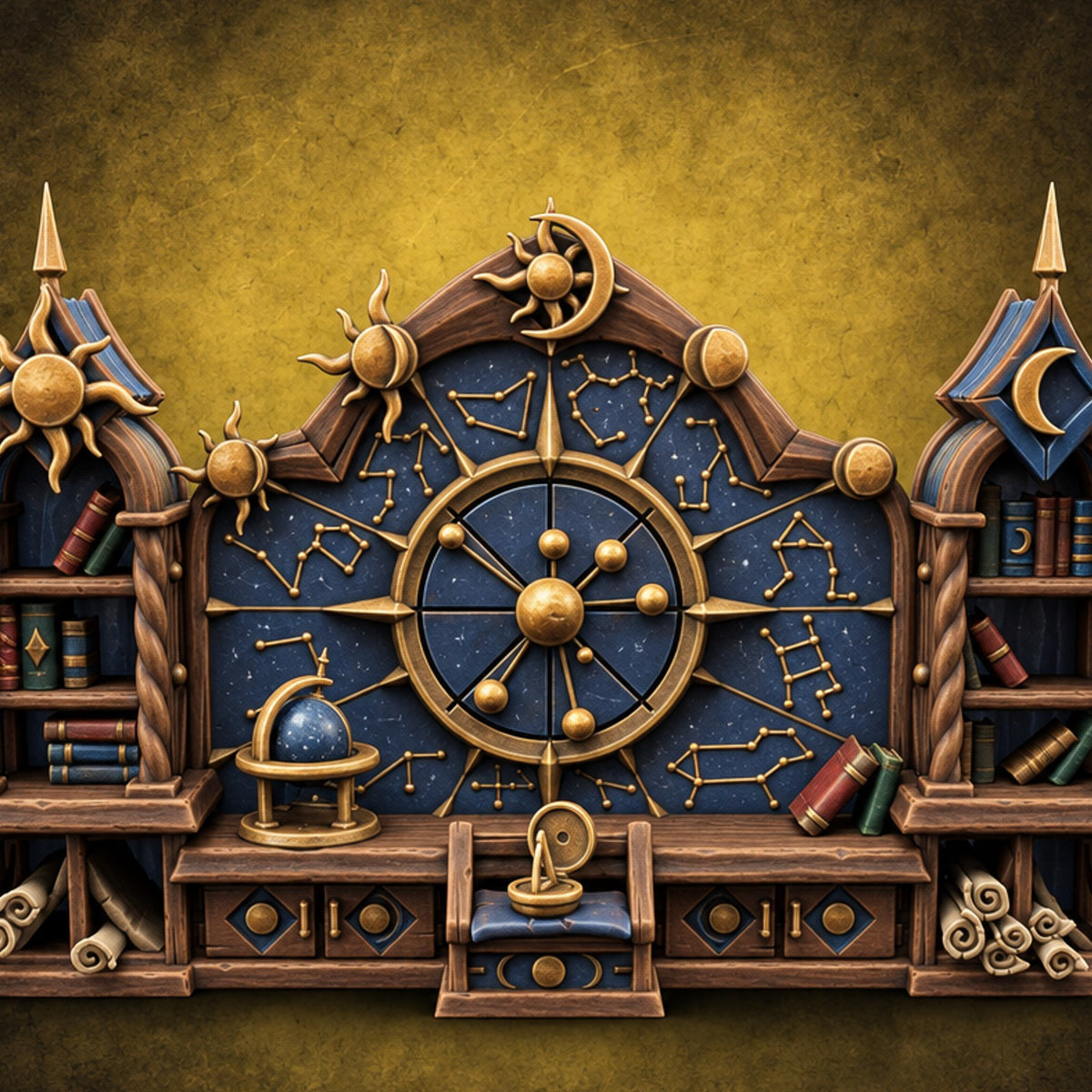 Stargazers' Study Hall Ornate Astronomer Furniture D — painted concept preview (terrain supplied unpainted)
