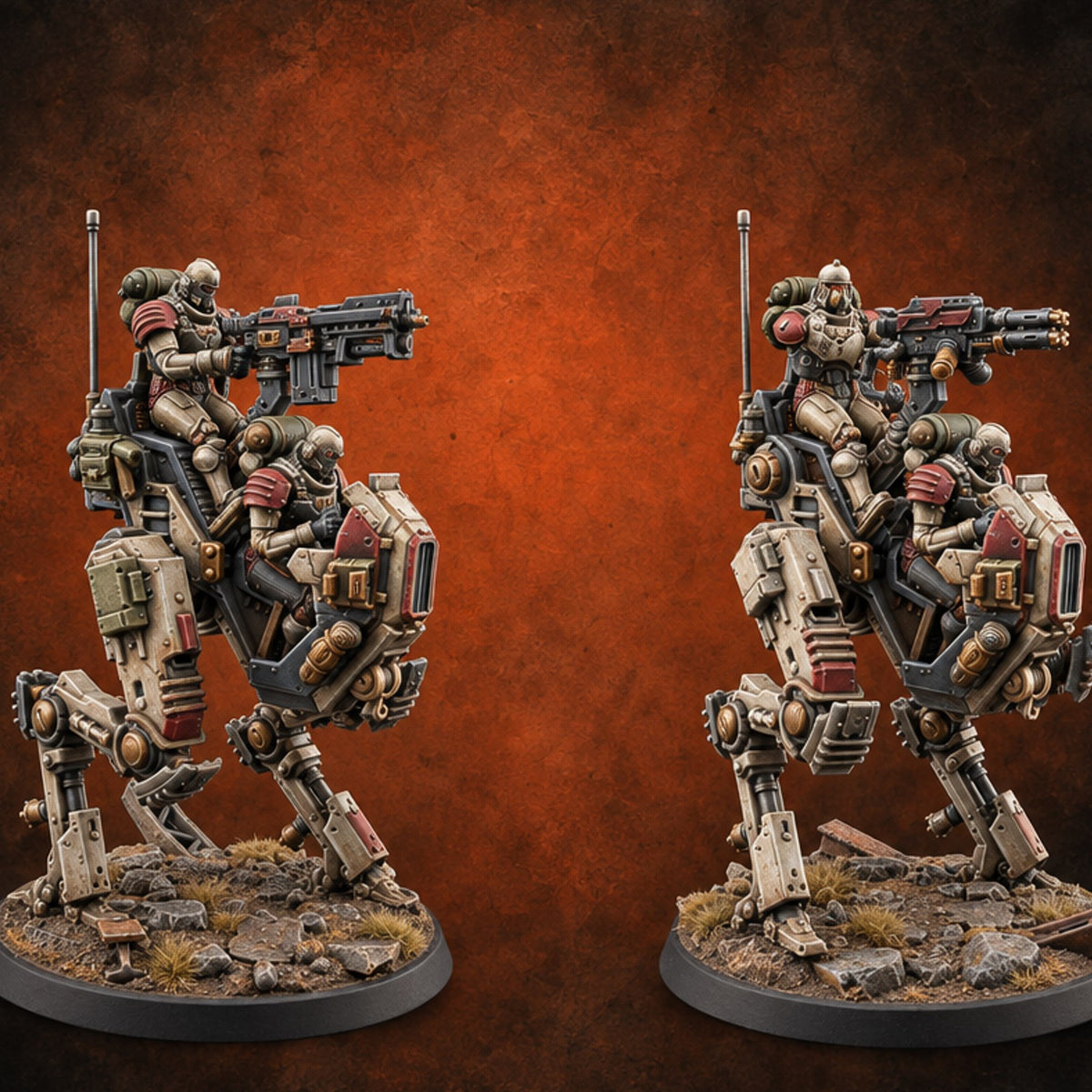 Shared Seat, Shared Grudge Warforged Crewed Walkers — painted concept preview (miniature supplied unpainted)