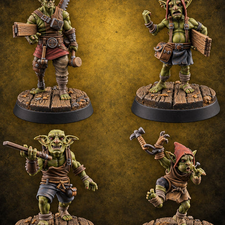 Plank Hauling Gang Orc and Goblin Carpenters — painted concept preview (miniature supplied unpainted)