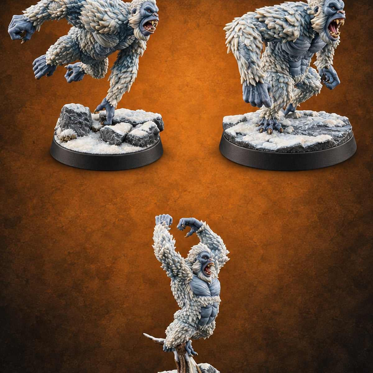 Snowfield Stampede Yeti Monsters — painted concept preview (miniature supplied unpainted)