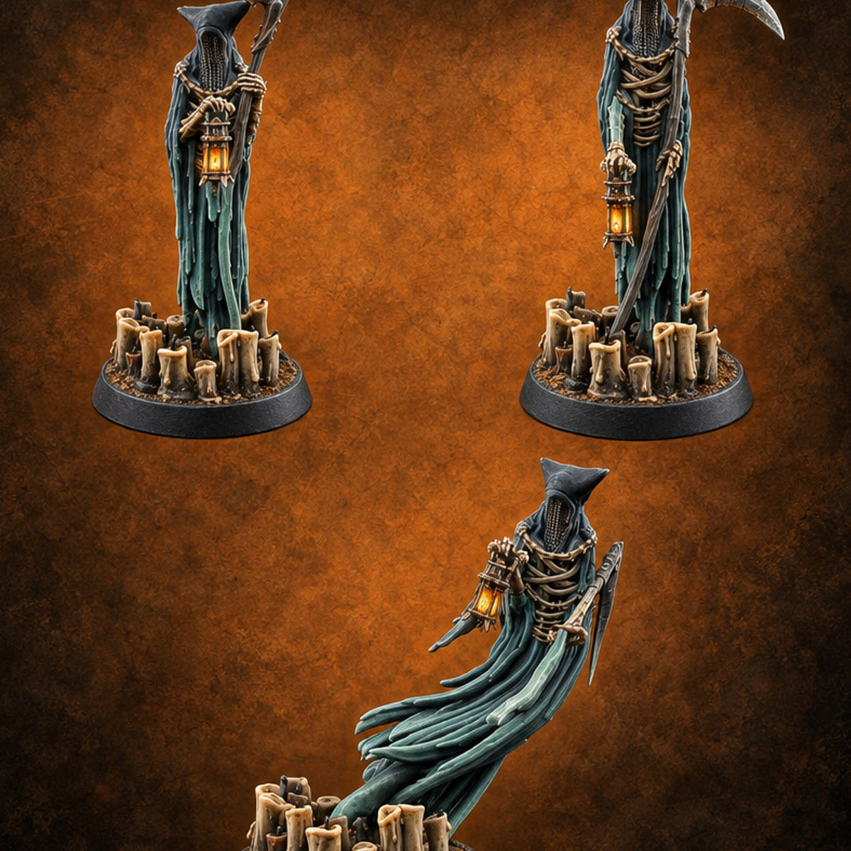 Snuffed Candles, Lit Lantern Wraith Scythe Reapers — painted concept preview (miniature supplied unpainted)