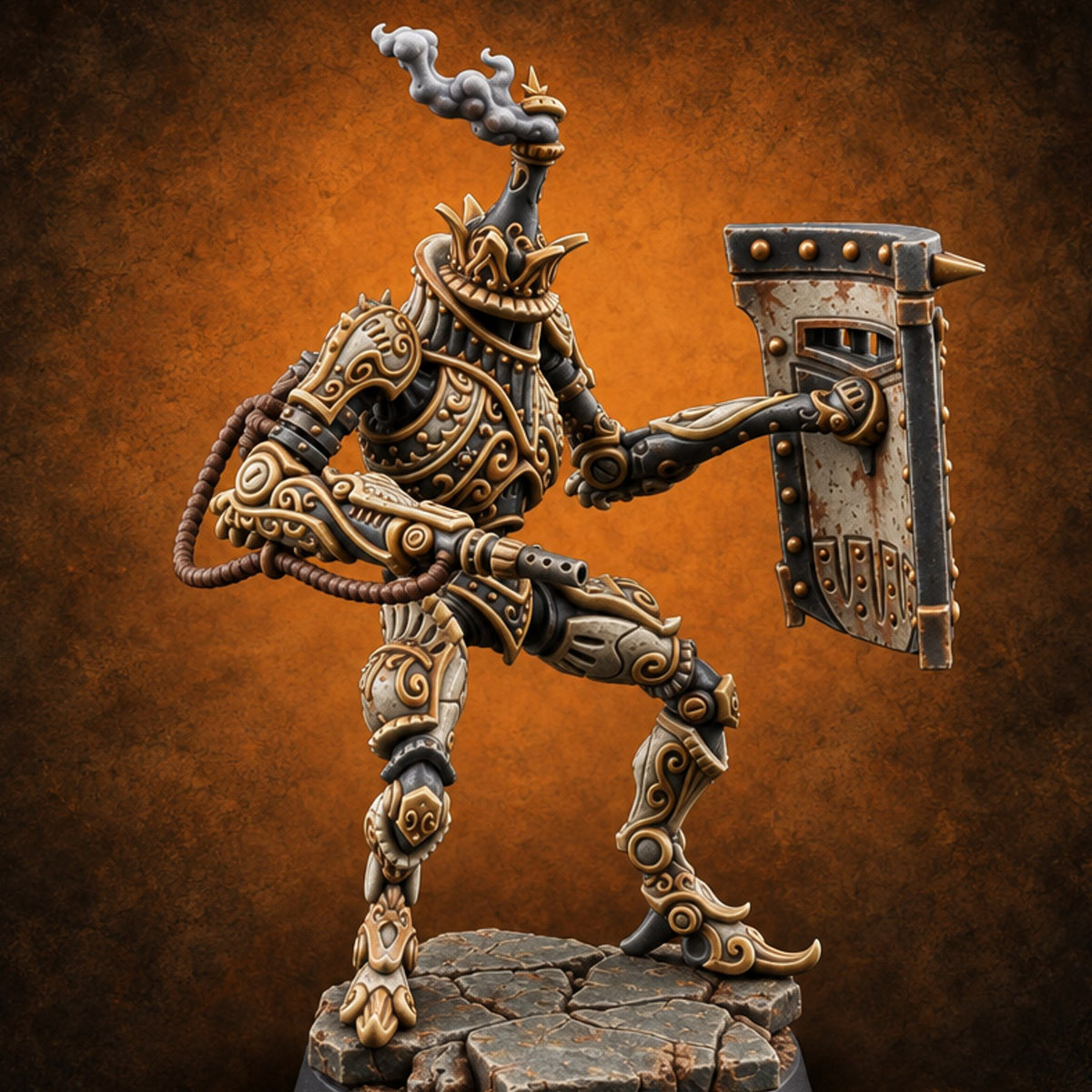 Strings Cut, Still Swinging Warforged Marionette Automaton C — painted concept preview (miniature supplied unpainted)