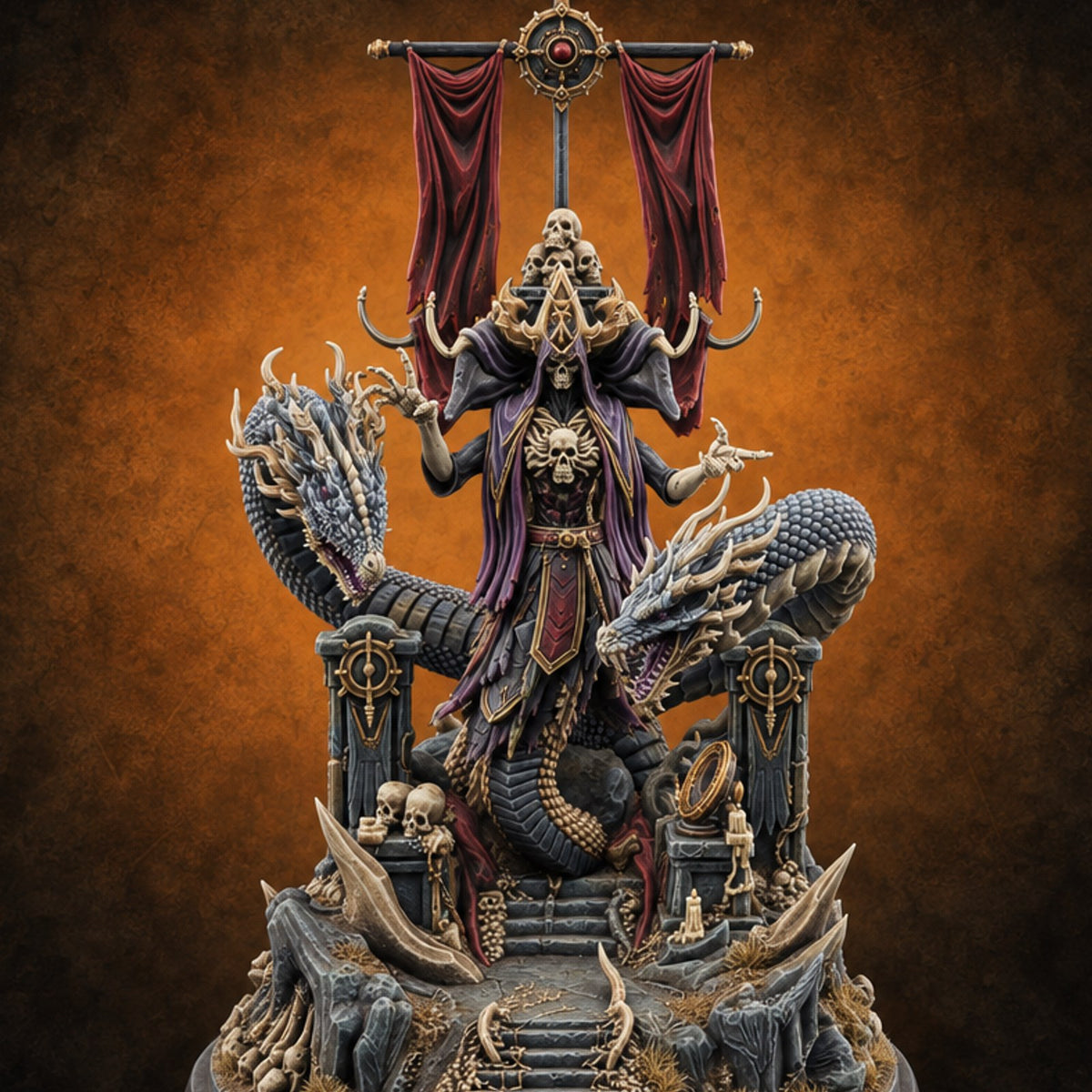 Receives Guests Unhurried Lich Hooded Skull-Robed Sorcerer — painted concept preview (miniature supplied unpainted)
