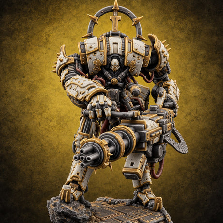 Pilot Light of Faith Warforged Mech Suit Sentinel A — painted concept preview (miniature supplied unpainted)