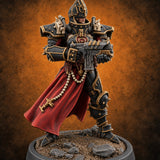 Faith Loaded, Rosary Wound Human Armoured Warrior A — painted concept preview (miniature supplied unpainted)