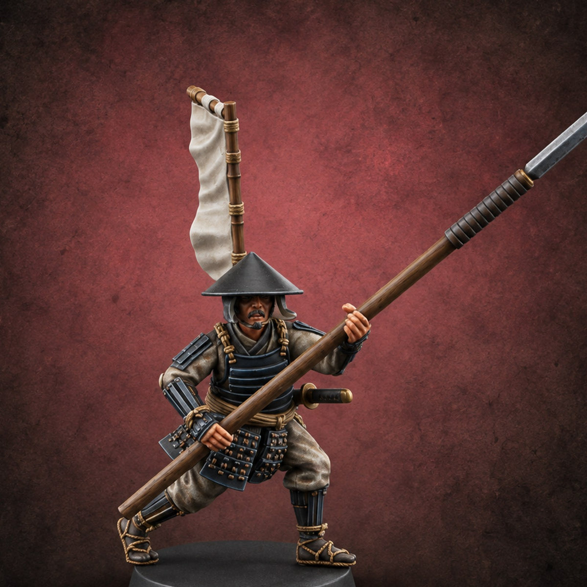 Levelled Spears Human Ashigaru D — painted concept preview (miniature supplied unpainted)