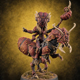Saddle Up, Drone Nobody Chasme Winged Insect Demon Rider on Giant Insect Mount — painted concept preview (miniature supplied unpainted)