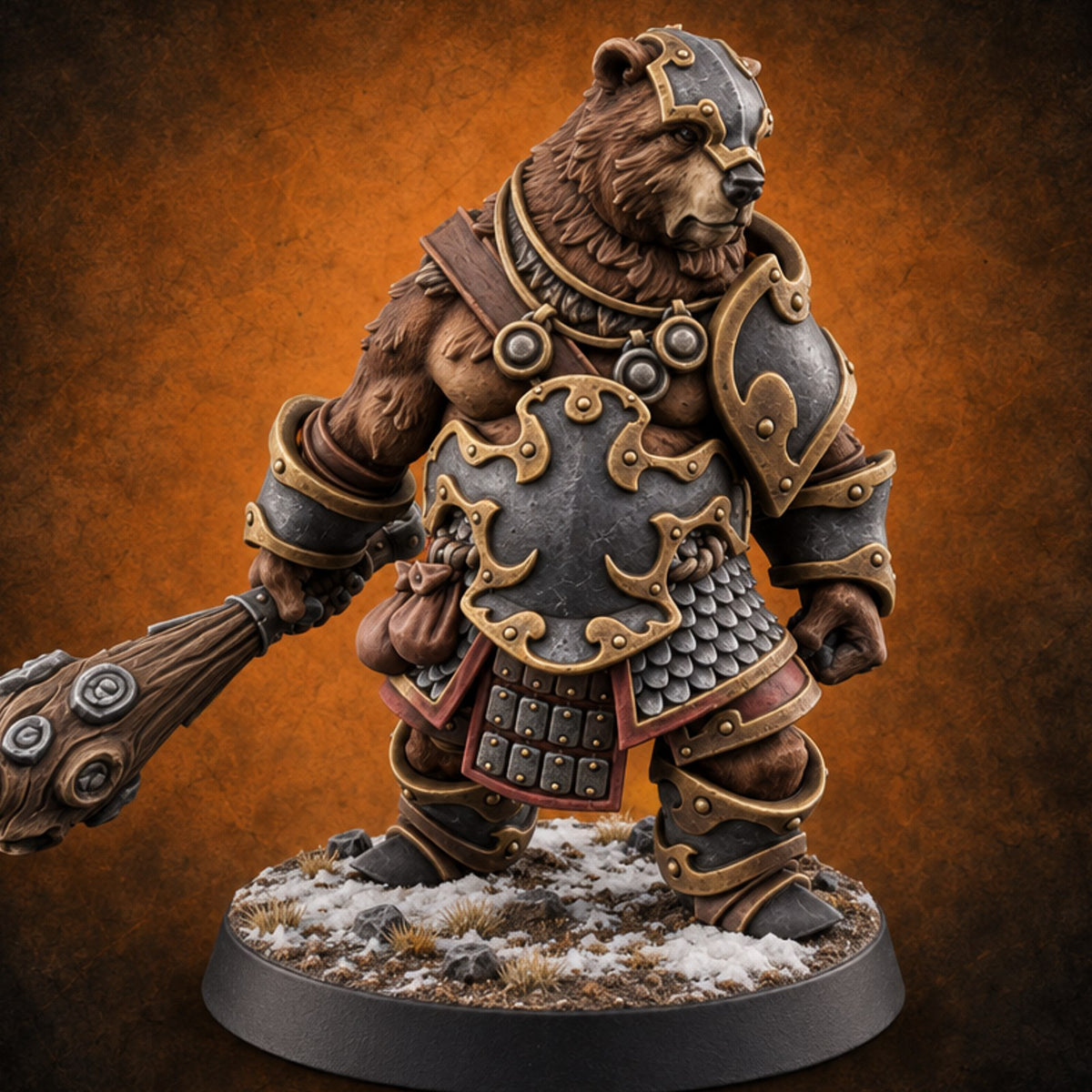 Winter's End, Appetite Awake Werebear Club Warrior — painted concept preview (miniature supplied unpainted)