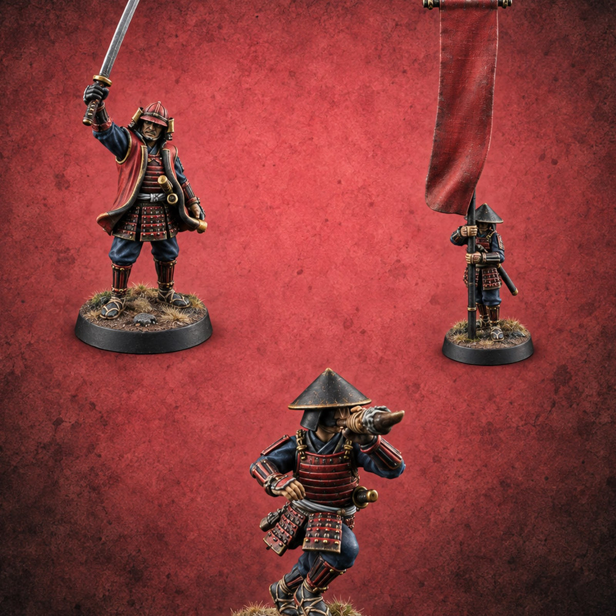 Rallying the Ranks Human Ashigaru Commanders — painted concept preview (miniature supplied unpainted)