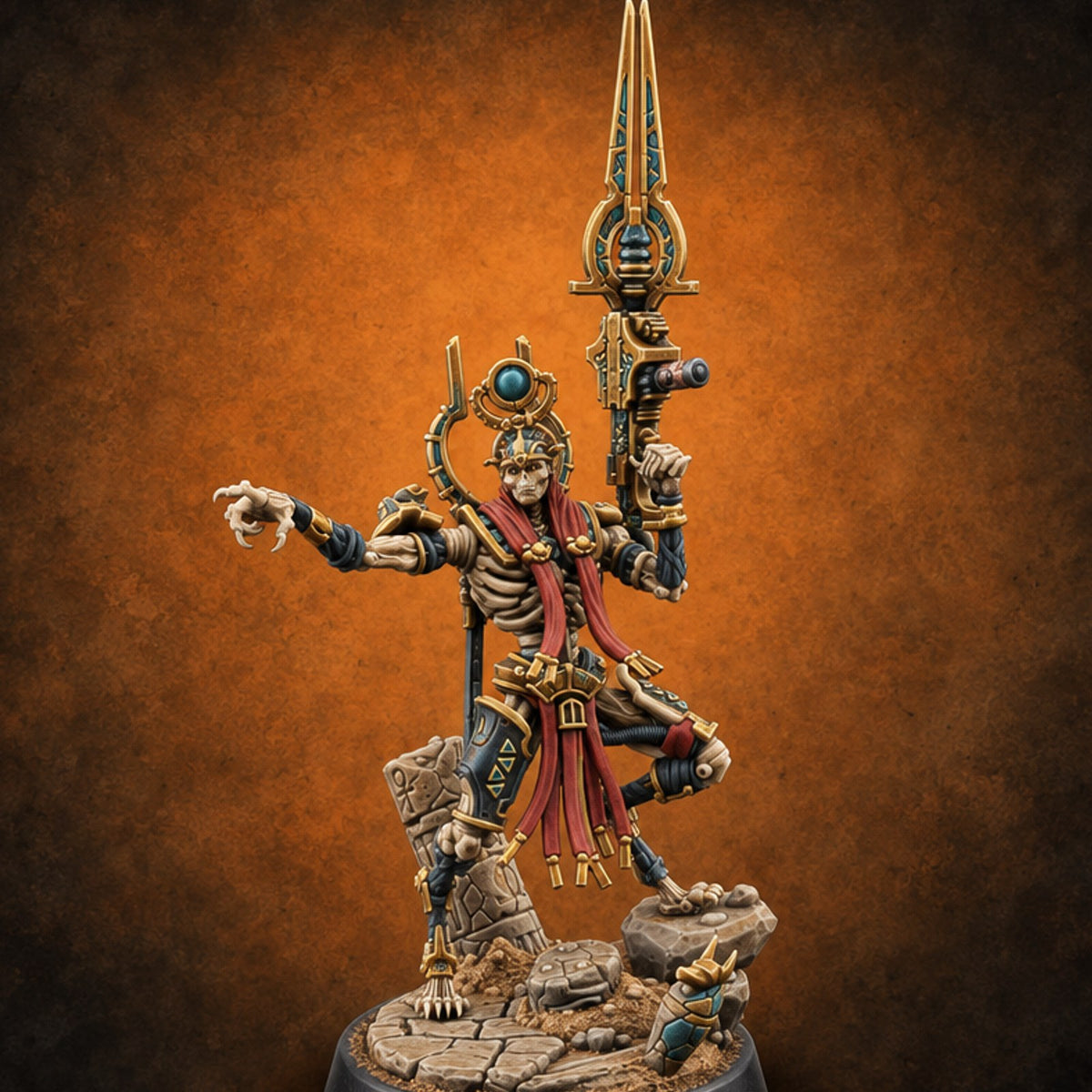 Ankh Raised, Bones Rattled Skeleton Ankh Warrior E — painted concept preview (miniature supplied unpainted)