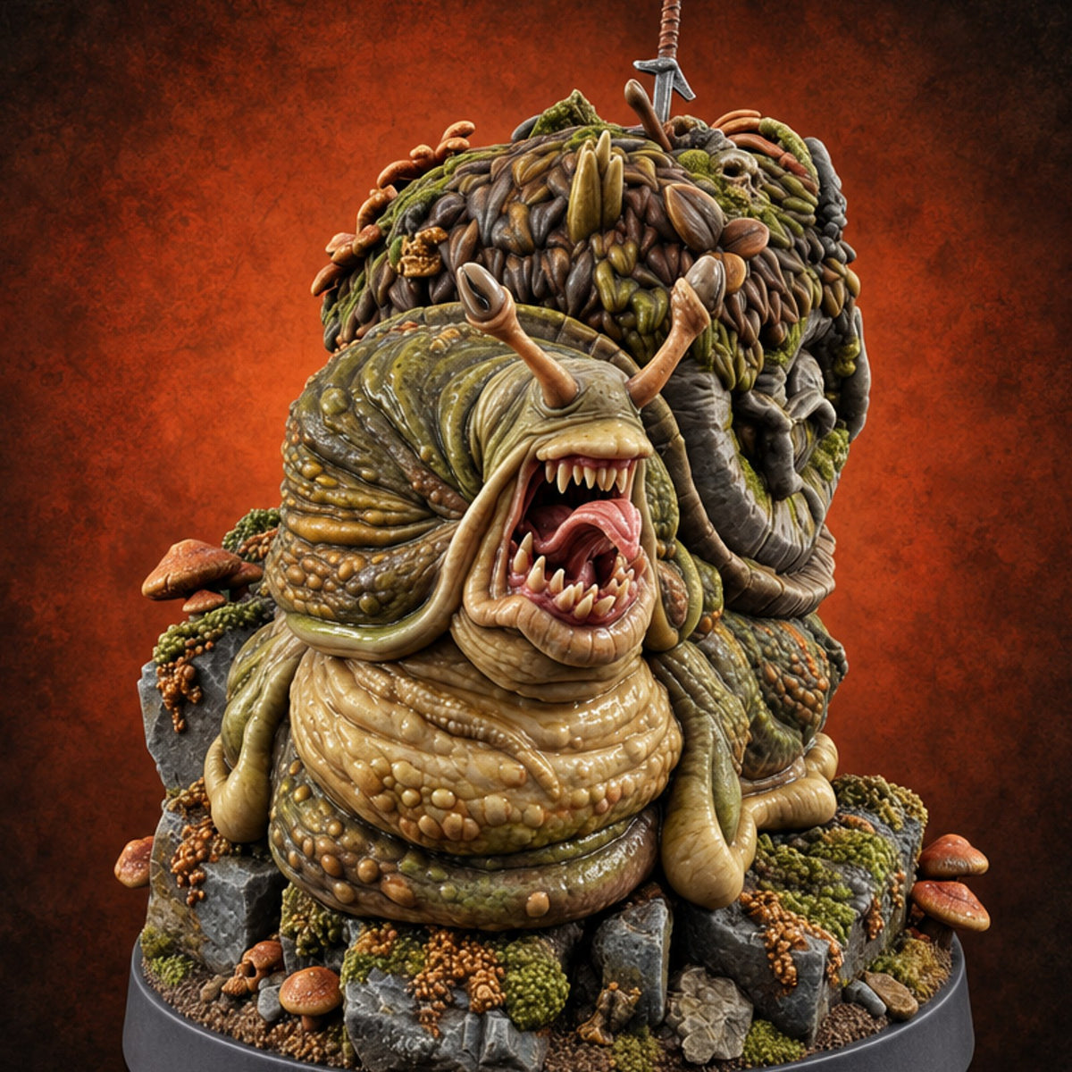 Slow Burn, Slower Death Giant Snail A — painted concept preview (miniature supplied unpainted)