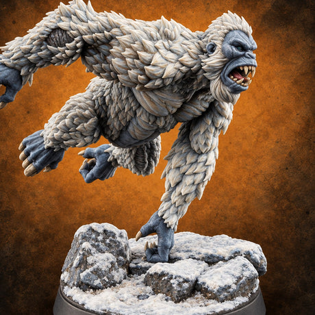 Snowfield Stampede Yeti Monster A — painted concept preview (miniature supplied unpainted)