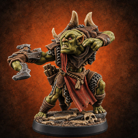 Volley Before Breakfast Goblin Warrior A — painted concept preview (miniature supplied unpainted)
