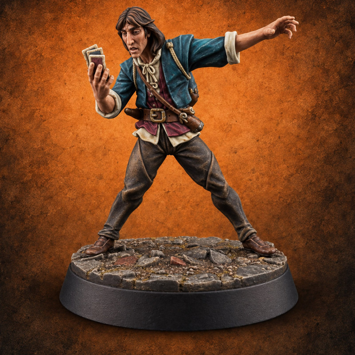 Confidently Improvising Human Magician — painted concept preview (miniature supplied unpainted)