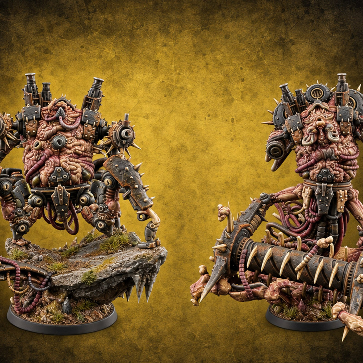 Lawn and Disorder Flesh Golem Mower Constructs — painted concept preview (miniature supplied unpainted)