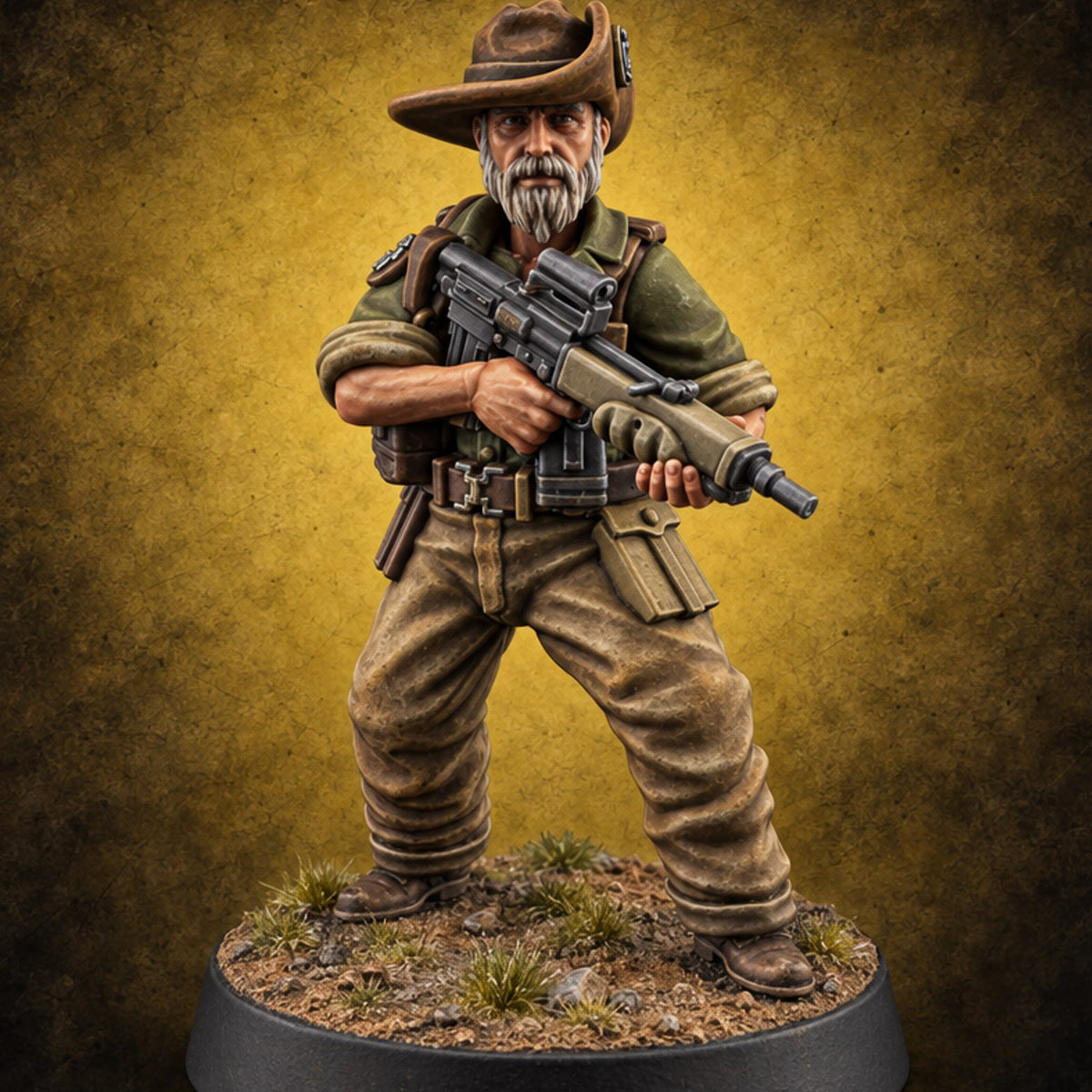 Unhurried Beards, Hurried Aim Human Rifleman in Slouch Hat C — painted concept preview (miniature supplied unpainted)