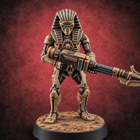 Sandstorm Protocol Warforged Scarab Soldier B — painted concept preview (miniature supplied unpainted)