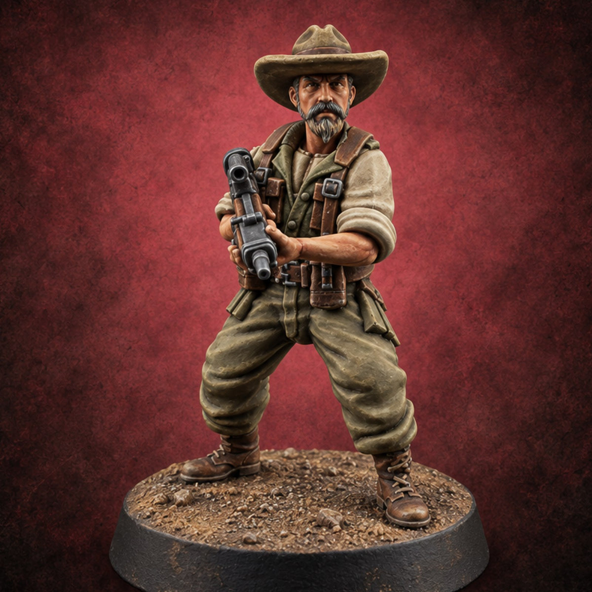 Unhurried Beards, Hurried Aim Human Rifleman in Slouch Hat A — painted concept preview (miniature supplied unpainted)