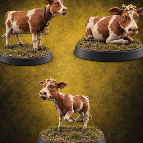 Bell Ringers and Bedtime Cow Farm Animals — painted concept preview (miniature supplied unpainted)