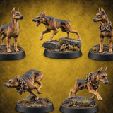 Junkyard Shift Change Mastiff Guard Dogs — painted concept preview (miniature supplied unpainted)