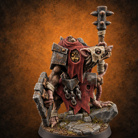 Gnawing on Grudges Ratfolk Warrior C — painted concept preview (miniature supplied unpainted)