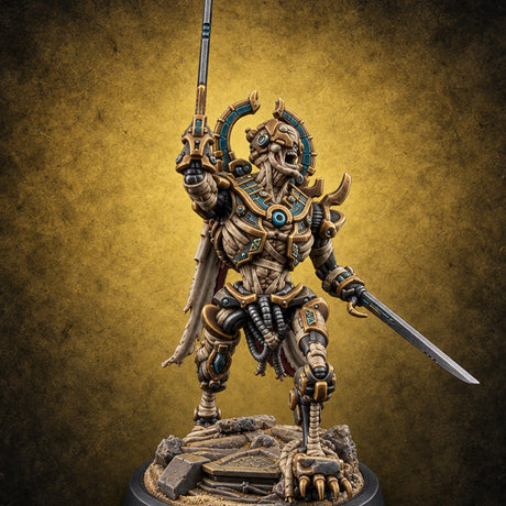Crescent Crown, Wires Exposed Mummy Cybernetic Blade Warrior A — painted concept preview (miniature supplied unpainted)