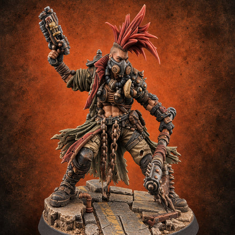 Wasteland Welcome Wagon Human Gas-Masked Raider — painted concept preview (miniature supplied unpainted)