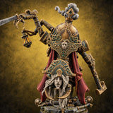 Taking Its Bow in Brass Warforged Ornate Multi-Armed Automaton with Curved Blade and Lantern — painted concept preview (miniature supplied unpainted)