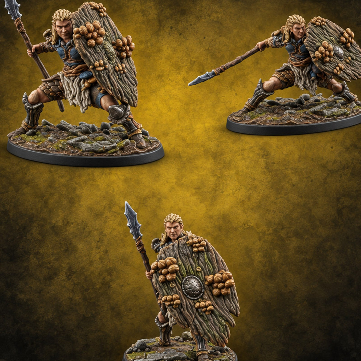 No Mushroom for Retreat Human Spear and Shield Warriors — painted concept preview (miniature supplied unpainted)