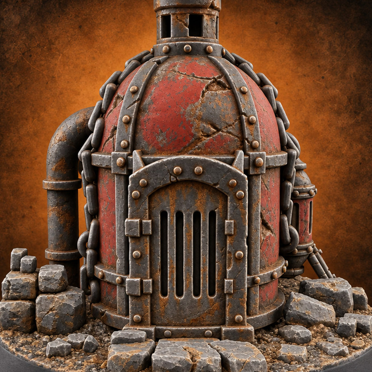 Everything Bolted Down Except Hope Industrial Battlefield Terrain Prop A — painted concept preview (terrain supplied unpainted)