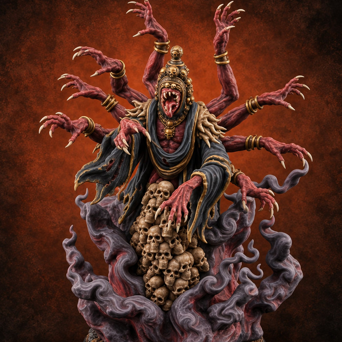 Eight Hands, None Merciful Marilith Fiend Multi-Armed Demon — painted concept preview (miniature supplied unpainted)