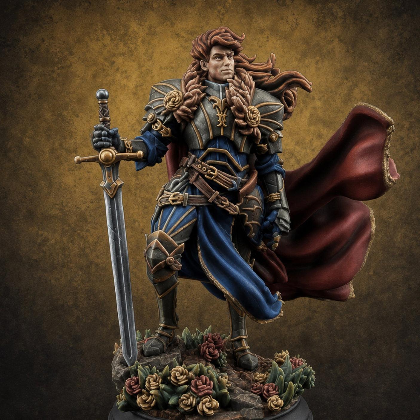 Sword at Rest Human Prince — painted concept preview (miniature supplied unpainted)