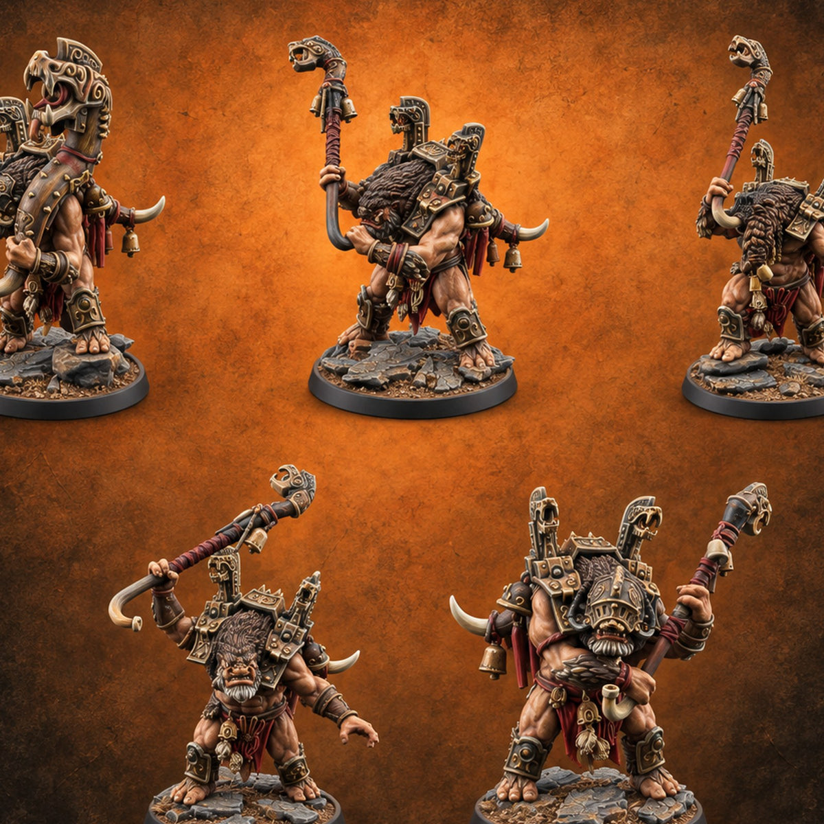The March Begins with a Roar Ogre Warchanters — painted concept preview (miniature supplied unpainted)