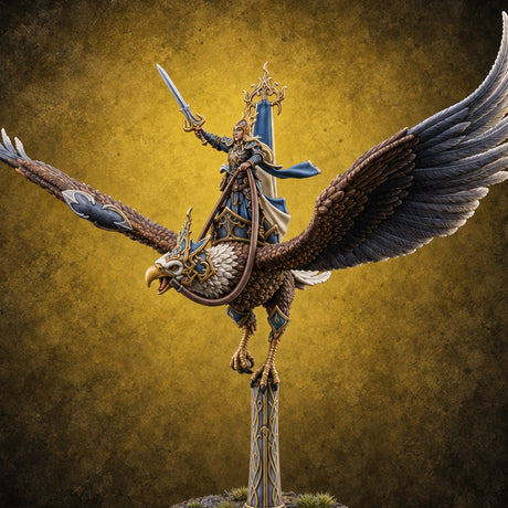 Banks Left, Blade Out Elf Officer on Giant Eagle — painted concept preview (miniature supplied unpainted)