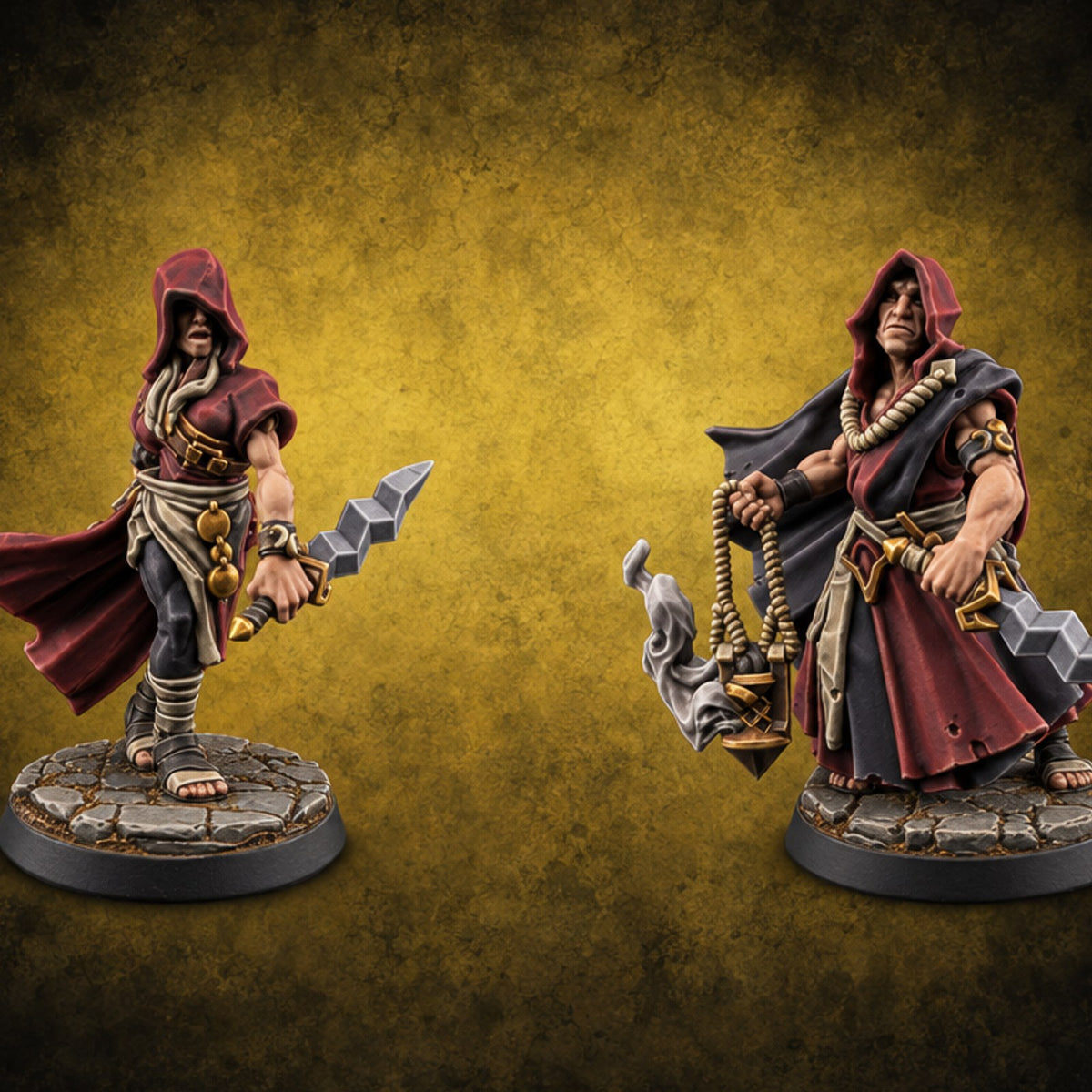 Hoods Up, Rite Begun Human Cultists — painted concept preview (miniature supplied unpainted)