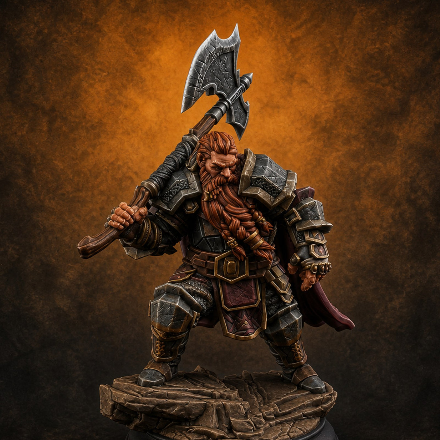 Shouldering the Axe Dwarf Warrior — painted concept preview (miniature supplied unpainted)