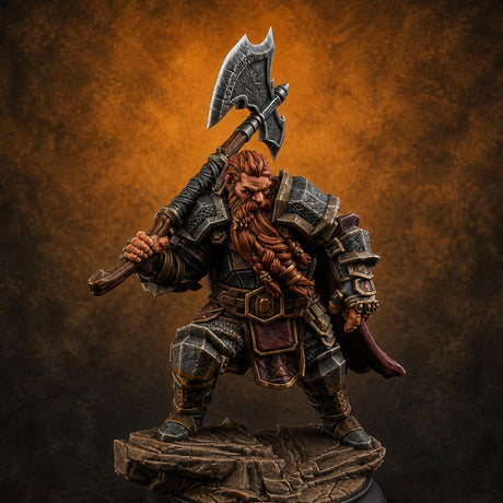 Shouldering the Axe Dwarf Warrior — painted concept preview (miniature supplied unpainted)