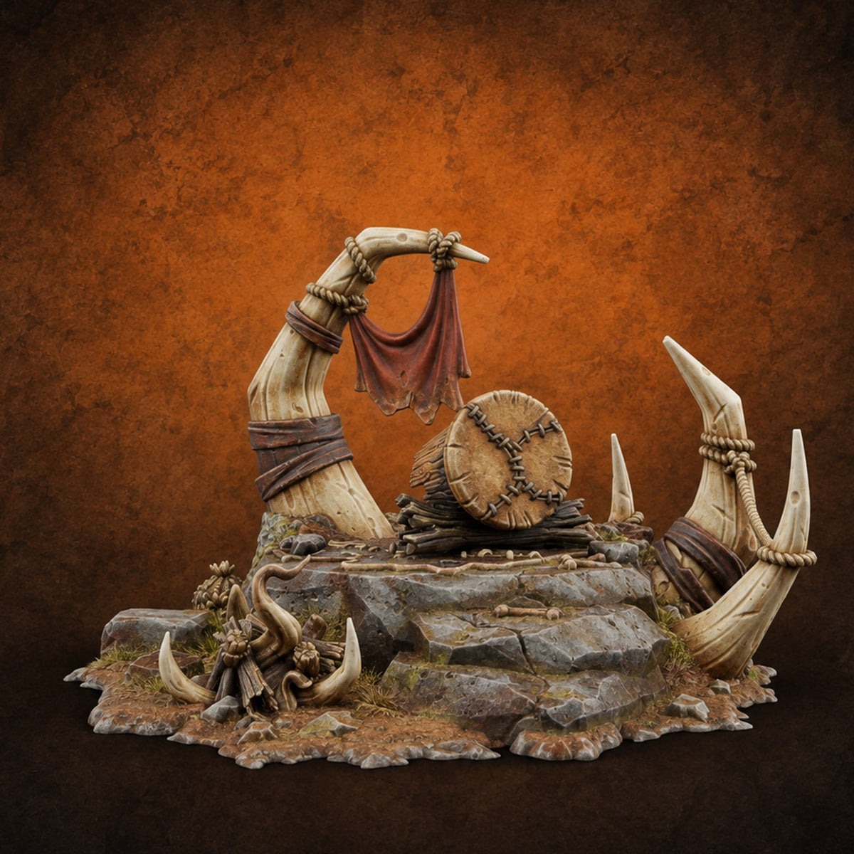 Lashed to Every Horn Horn-Spired Lookout A — painted concept preview (terrain supplied unpainted)