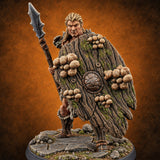 No Mushroom for Retreat Human Spear and Shield Warrior C — painted concept preview (miniature supplied unpainted)