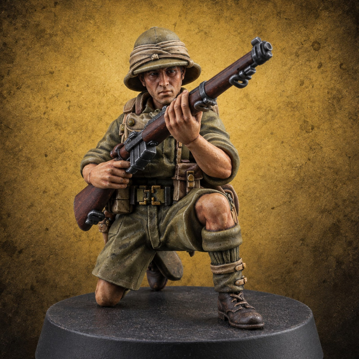 On Jungle Patrol Human Rifleman G — painted concept preview (miniature supplied unpainted)