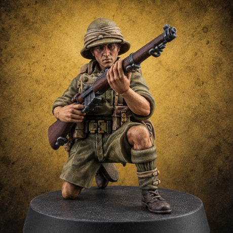 On Jungle Patrol Human Rifleman G — painted concept preview (miniature supplied unpainted)