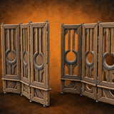 Changing Behind Closed Panels Wooden Folding Screens — painted concept preview (terrain supplied unpainted)