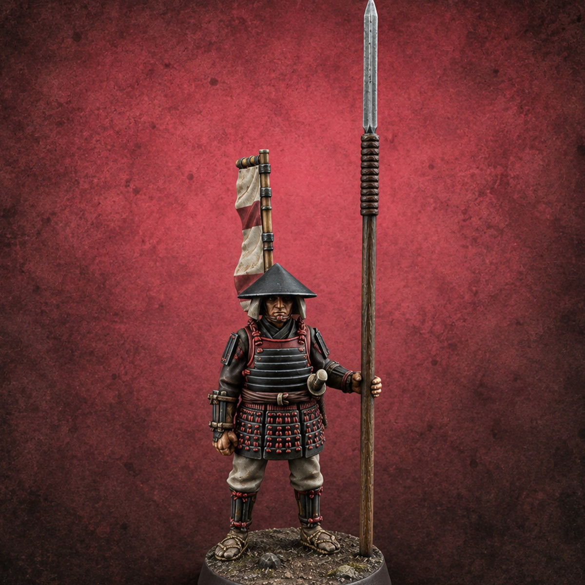 Standing Ready Human Ashigaru H — painted concept preview (miniature supplied unpainted)