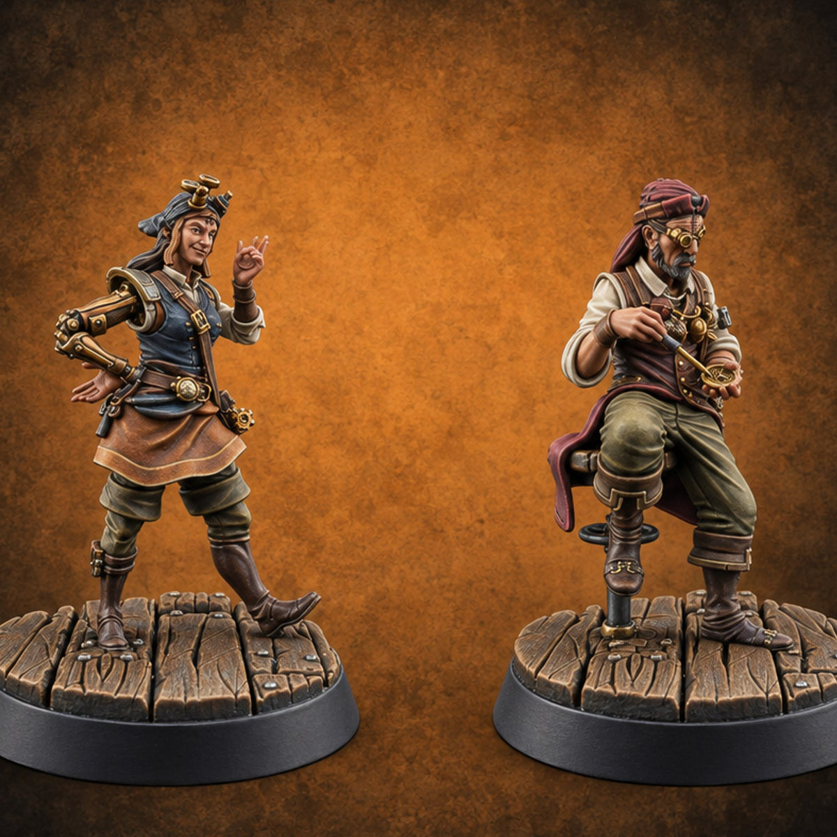 Steady Hands Human Clockmakers — painted concept preview (miniature supplied unpainted)