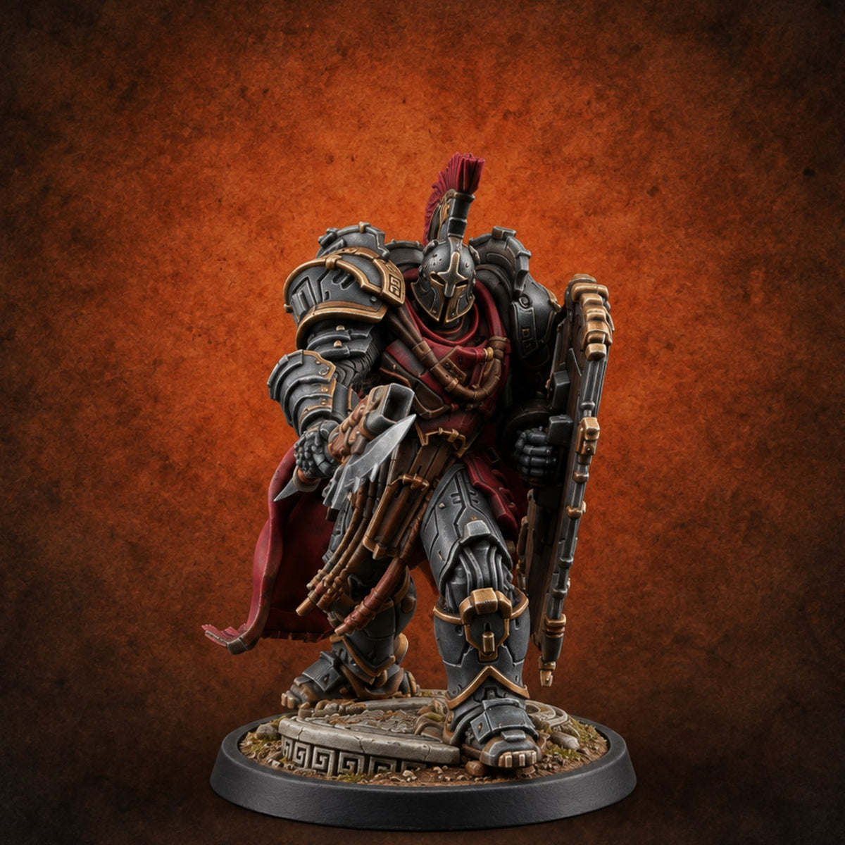Holding the Line Myrmidon Shieldbearer E — painted concept preview (miniature supplied unpainted)