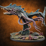 Older Than the Wreck Aboleth Swordfish-Snouted Tentacled Sea Horror on Coral Base — painted concept preview (miniature supplied unpainted)