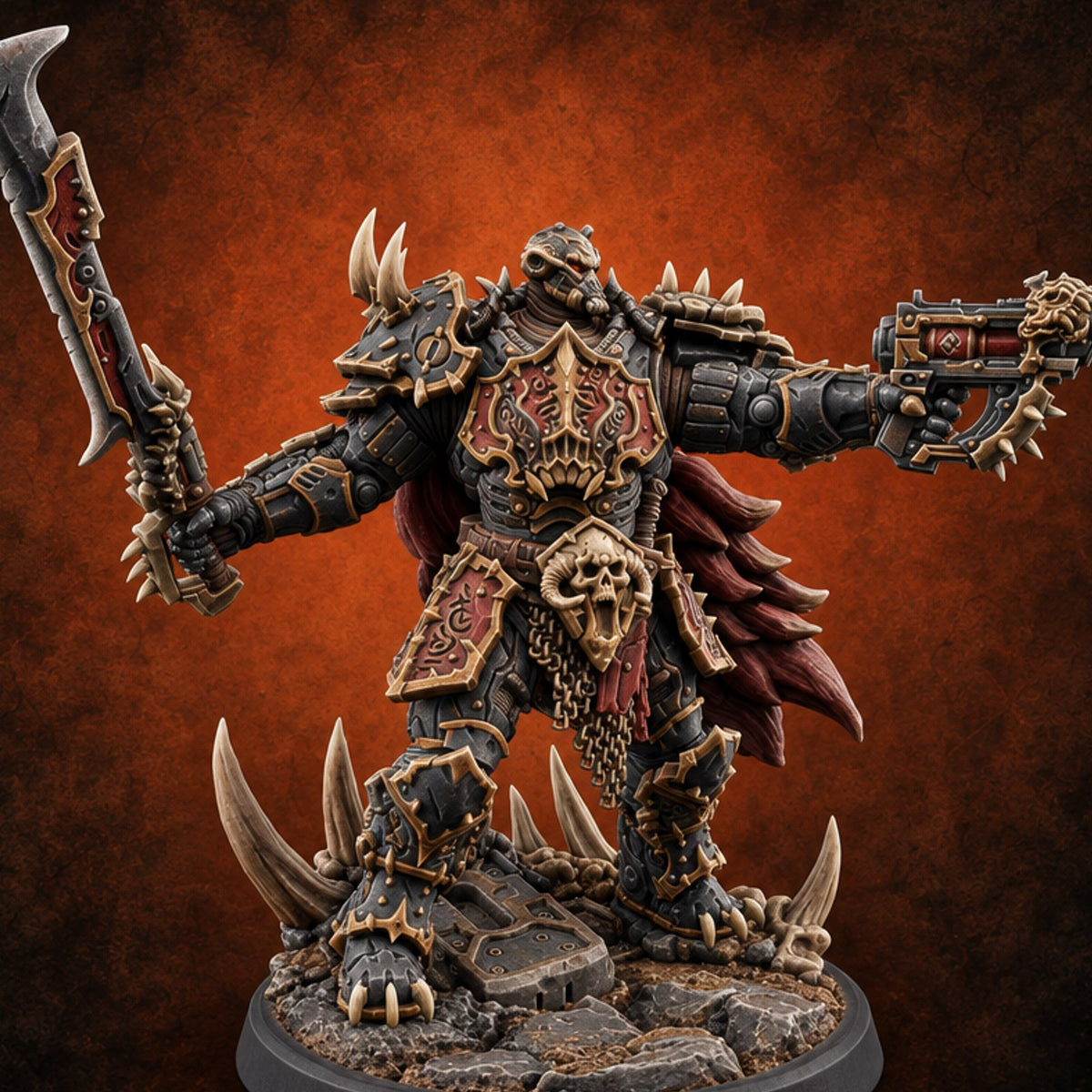 Dark Matter of Fact Human Spiked Armoured Warrior D — painted concept preview (miniature supplied unpainted)