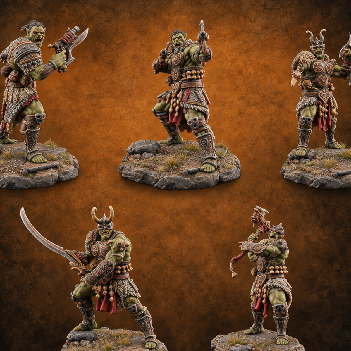 Fur Kilts Orc Berserkers — painted concept preview (miniature supplied unpainted)