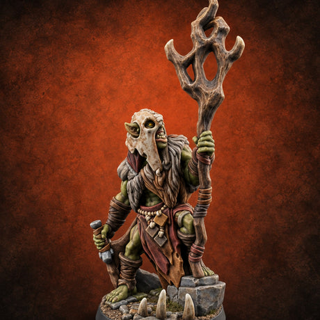 Stringing Bows, Stirring Trouble Goblin Warrior D — painted concept preview (miniature supplied unpainted)