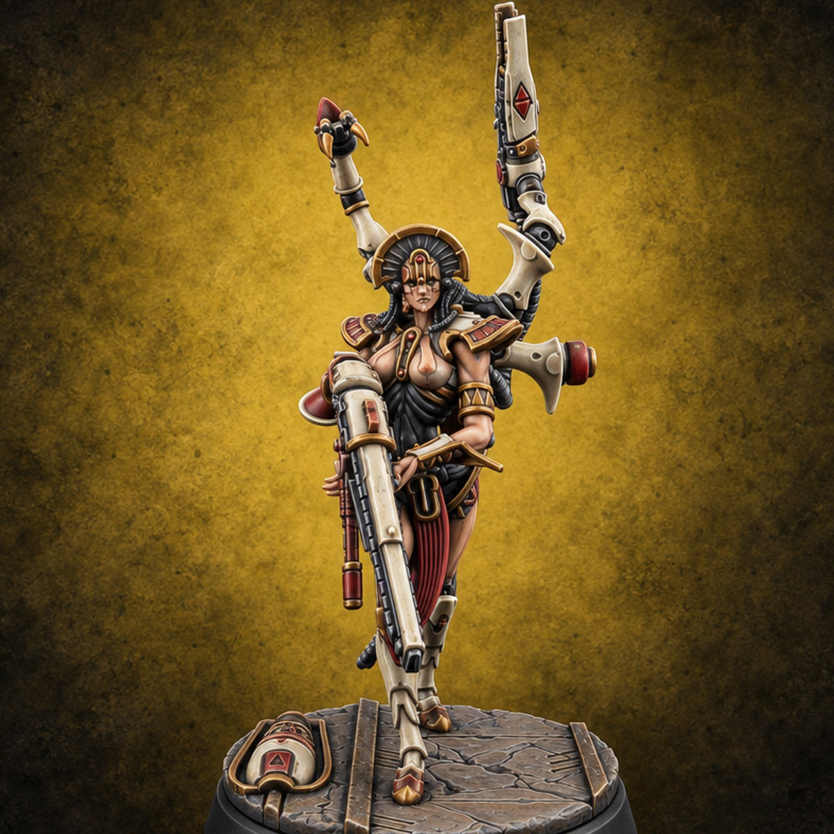Many Hands, Grim Work Human Biomechanical Weaver D — painted concept preview (miniature supplied unpainted)